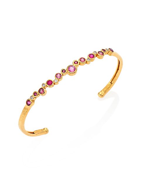 GURHAN - Pointelle Multi-Stone 22K Yellow Gold Cuff Bracelet