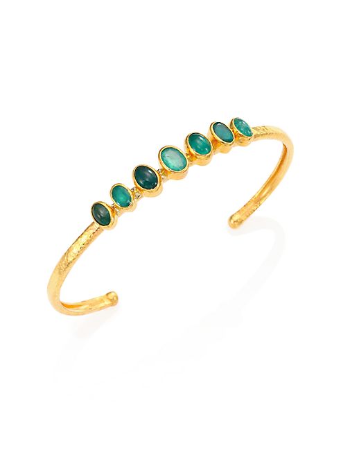 GURHAN - Amulet Hue Emerald & 24K Yellow Gold Bangle Bracelet