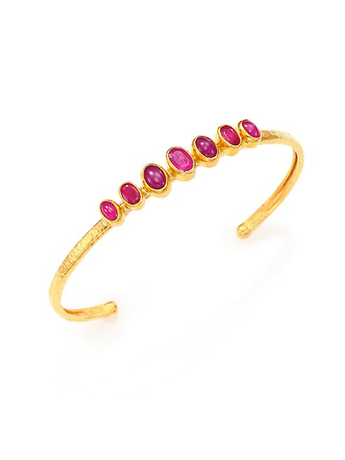 GURHAN - Amulet Hue Ruby & 24K Yellow Gold Bangle Bracelet