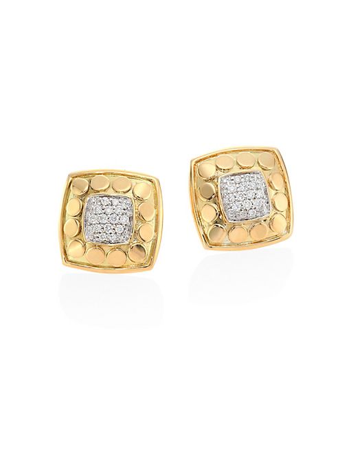 John Hardy - Dot Diamond & 18K Yellow Gold Stud Earrings