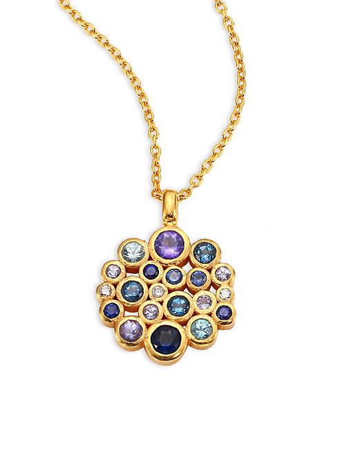 GURHAN - Pointelle Diamond, Multi-Stone & 24K Yellow Gold Pendant Necklace