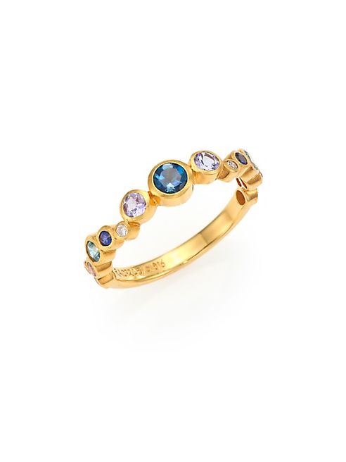 GURHAN - Pointelle Diamond, Multi-Stone & 24K Yellow Gold Ring