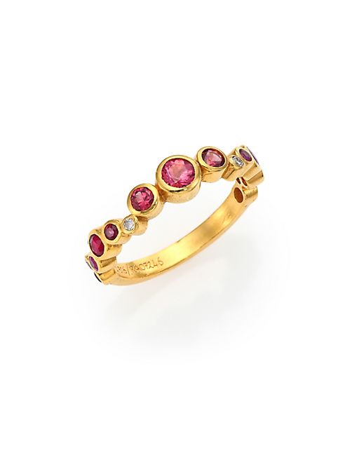 GURHAN - Pointelle Diamond, Multi-Stone & 24K Yellow Gold Ring