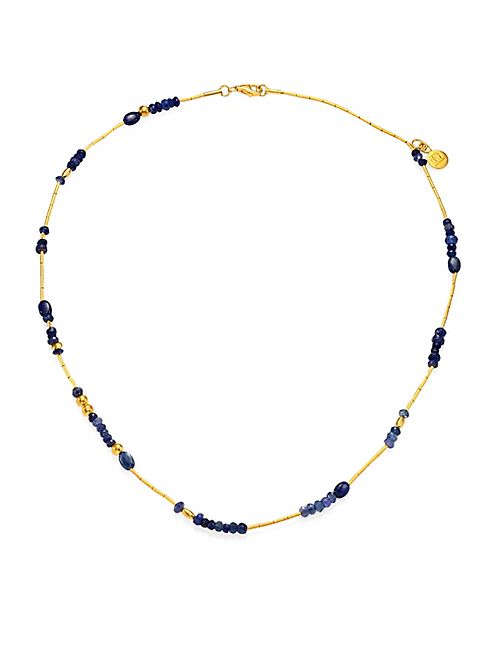 GURHAN - Delicate Rain Blue Sapphire & 24K Yellow Gold Beaded Necklace