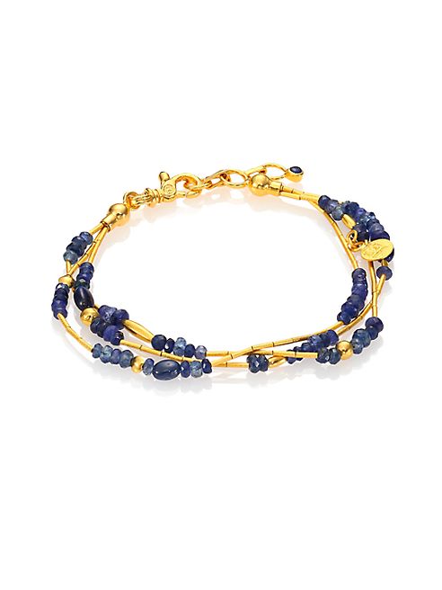 GURHAN - Delicate Rain Blue Sapphire & 24K Yellow Gold Triple-Strand Bracelet