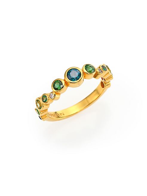 GURHAN - Pointelle Diamond, Multi-Stone & 24K Yellow Gold Ring