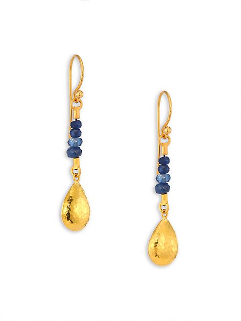 GURHAN - Delicate Rain Blue Sapphire & 24K Yellow Gold Drop Earrings