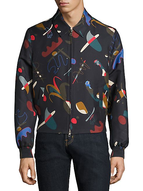 Salvatore Ferragamo - Runway Abstract-Print Silk & Cotton Blouson Jacket