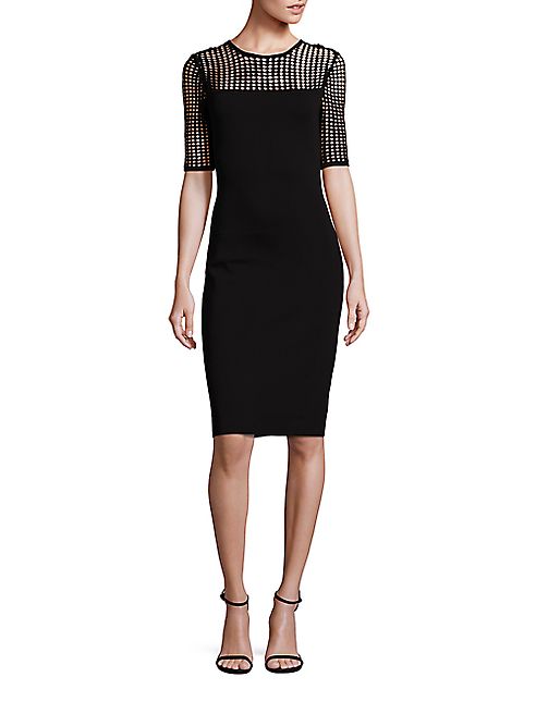 St. John - Mesh-Detail Sheath Dress