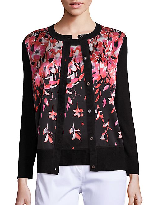 St. John - Knit Floral-Print Cardigan