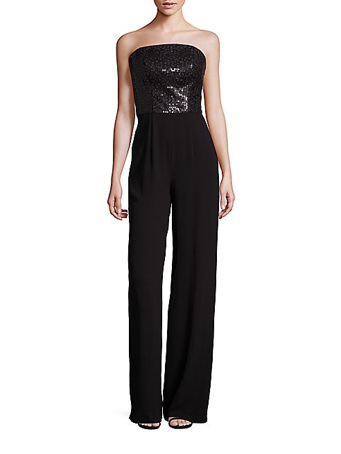 St. John - Sequin & Satin Back Crepe Jumpsuit