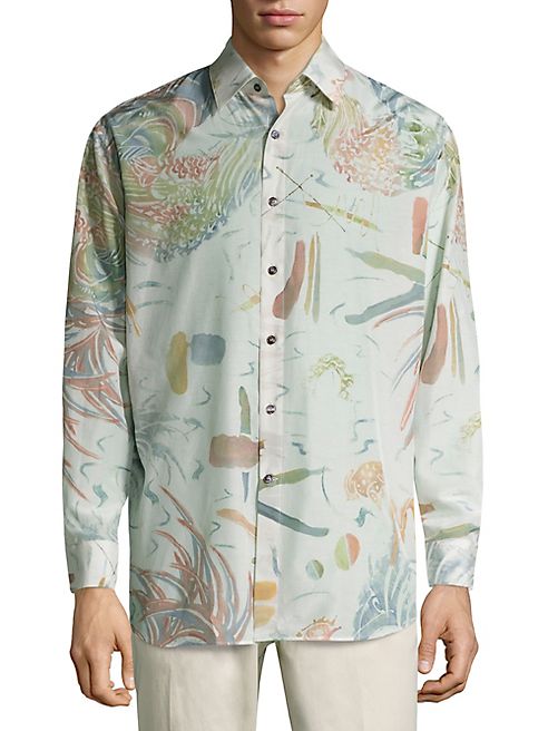 Salvatore Ferragamo - Abstract Printed Silk Blend Shirt