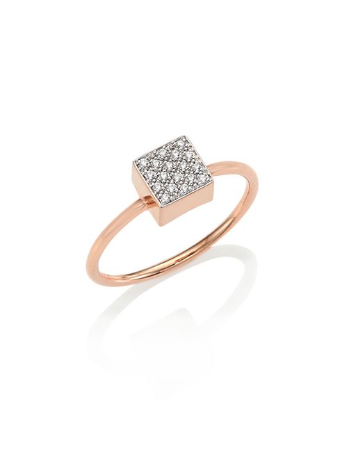 GINETTE NY - Baby Diamond Ever 18K Rose Gold Square Ring