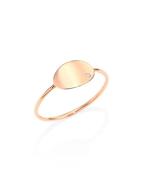 GINETTE NY - Mini Sequin Diamond & 18K Rose Gold Ring