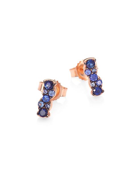 Astley Clarke - Linia Interstellar Sapphire & 14K Rose Gold Bar Stud Earrings