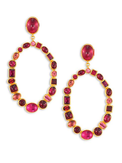 GURHAN - Amulet Hue Large Multi-Stone & 24K Yellow Gold Drop Earrings