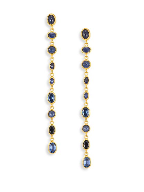 GURHAN - Amulet Hue Sapphire & 24K Yellow Gold Long Drop Earrings