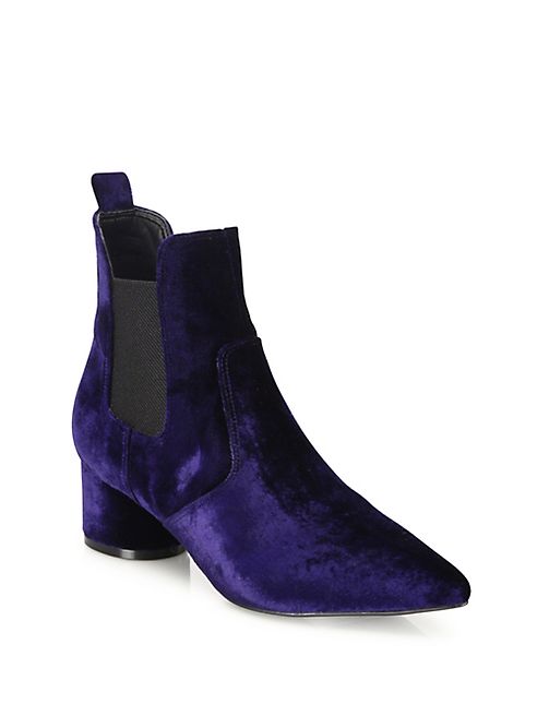 KENDALL + KYLIE - Logan Circle-Heel Velvet Chelsea Booties