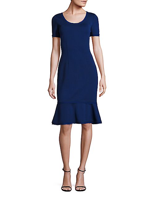 St. John - Milano Knit Flounce-Hem Dress