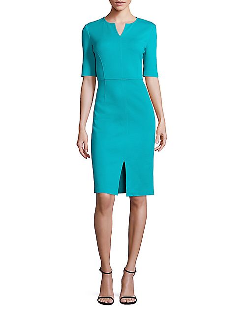 St. John - Milano Knit Front-Slit Dress