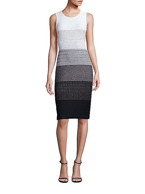 St. John - Linear Degradé Knit Scoopneck Dress