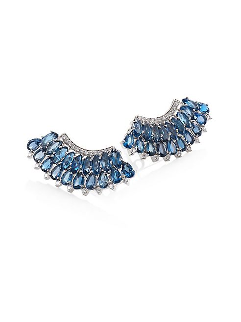 Hueb - Mirage Diamond & London Blue Topaz Ear Crawlers