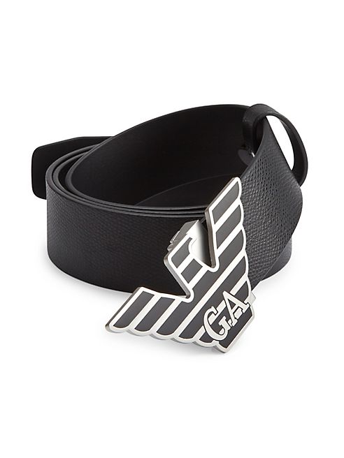 Emporio Armani - Leather Logo Plaque Belt