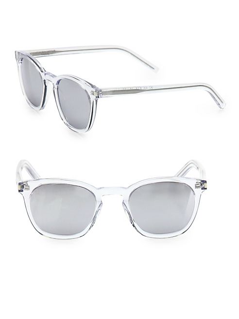 Saint Laurent - 49MM Rectangular Crystal Mirror Sunglasses