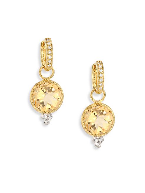 Jude Frances - Provence Champagne Citrine, Diamond & 18K Yellow Gold Round Earring Charms