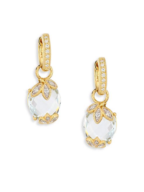 Jude Frances - Sonoma Wrapped Leaf Diamond, White Topaz & 18K Yellow Gold Earring Charms