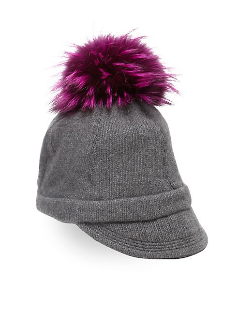 Portolano - Fox Fur Pom-Pom & Cashmere Cap