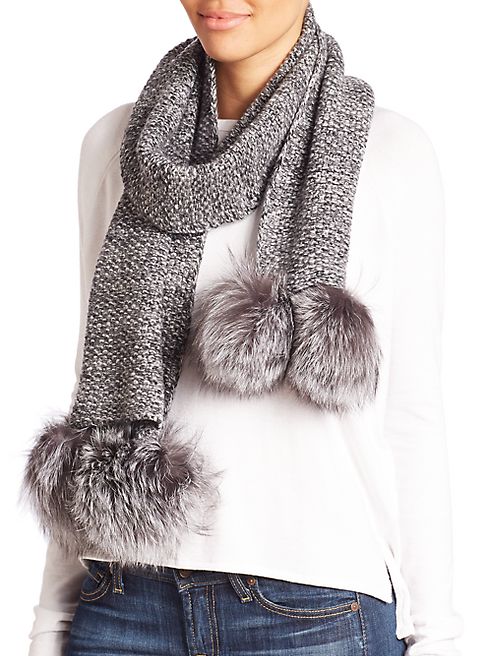 Portolano - Cashmere & Fox Fur Pom-Pom Scarf