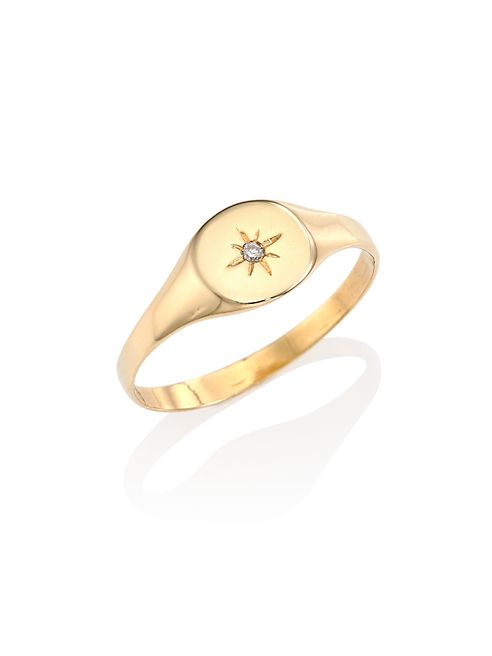 Jacquie Aiche - Burst Diamond & 14K Yellow Gold Signet Ring