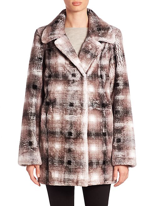 The Fur Salon - Check-Print Rabbit Fur Jacket