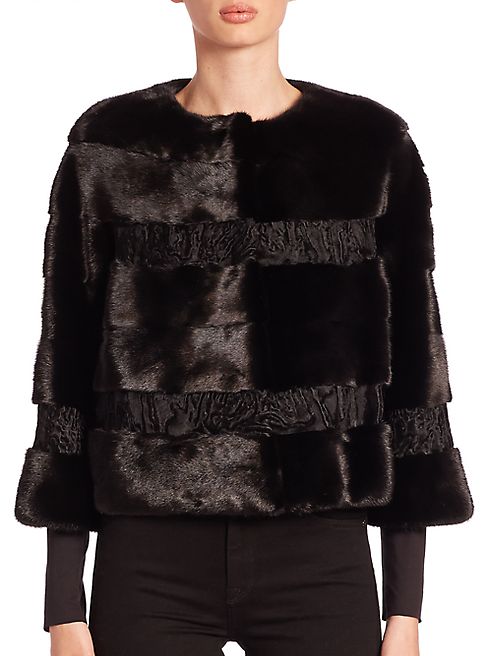 Carmen Marc Valvo - Cropped Mink & Lamb Fur Jacket