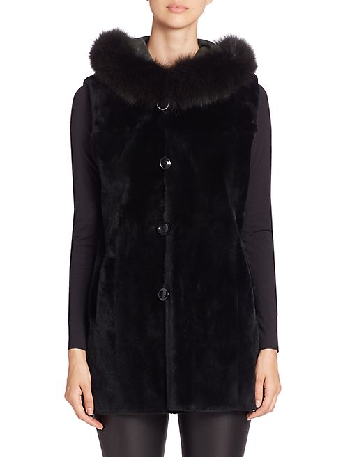 The Fur Salon - Sheared Mink & Fox Fur Hooded Vest