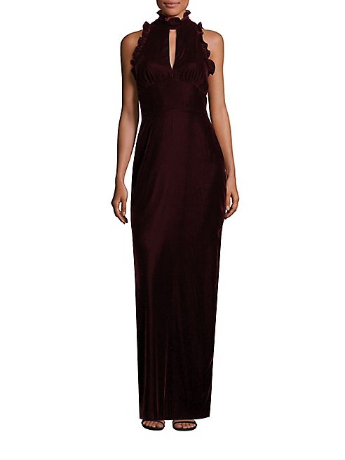 Shoshanna - Alana Velvet Ruffle Gown