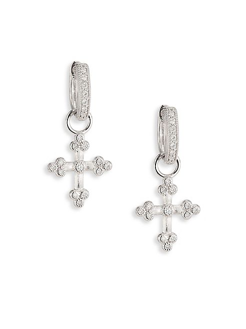 Jude Frances - Provence Tiny Cross Diamond & 18k White Gold Earring Charms