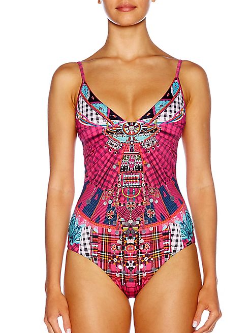 Camilla - One-Piece Embellished Printed Swimsuit