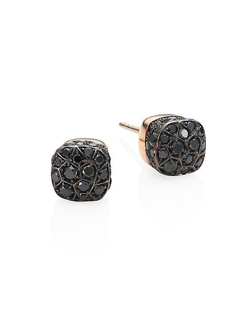 Pomellato - Nudo Black Diamond & 18K Rose Gold Stud Earrings