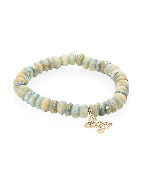 Sydney Evan - Butterfly Diamond & Aqua Beaded Bracelet