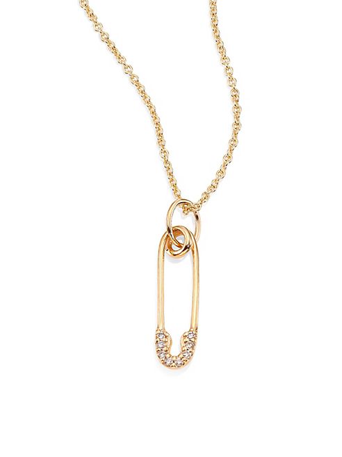 Sydney Evan - Safety Pin Diamond & 14K Yellow Gold Pendant Necklace