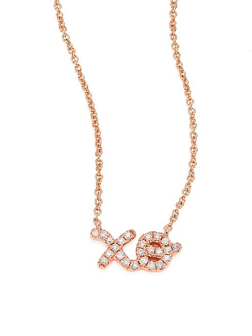 Sydney Evan - XO Diamond & 14K Rose Gold Pendant Necklace