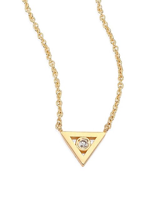 Sydney Evan - Bezel Triangle Diamond & 14K Yellow Gold Pendant Necklace