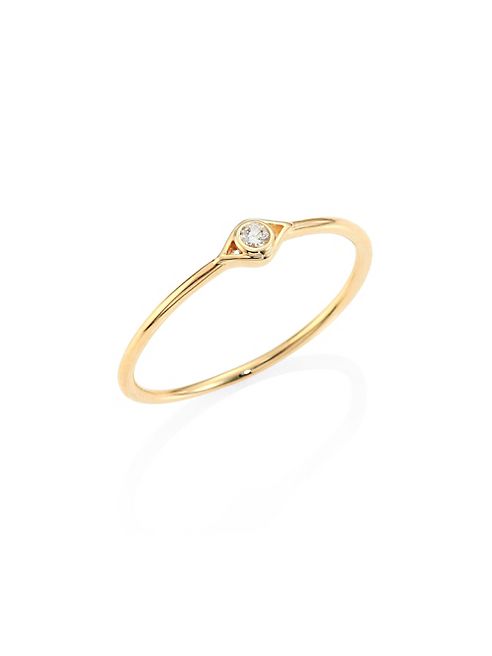 Sydney Evan - Small Open Evil Eye Diamond & 14K Yellow Gold Ring