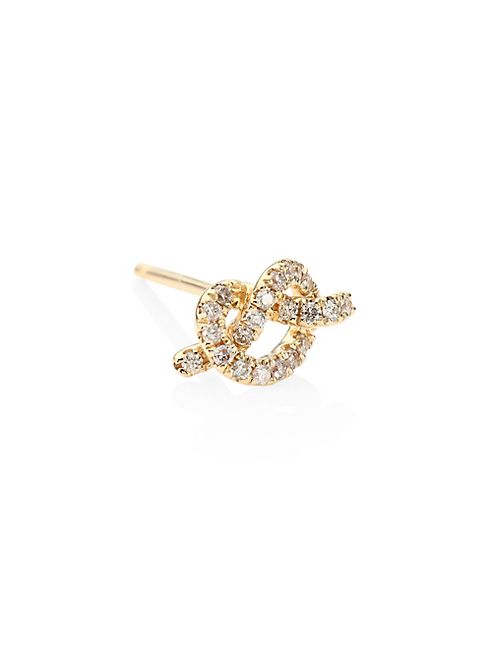 Sydney Evan - Love Knot Diamond & 14K Yellow Gold Single Stud Earring