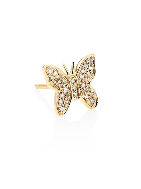 Sydney Evan - Butterfly Diamond & 14K Yellow Gold Single Stud Earring