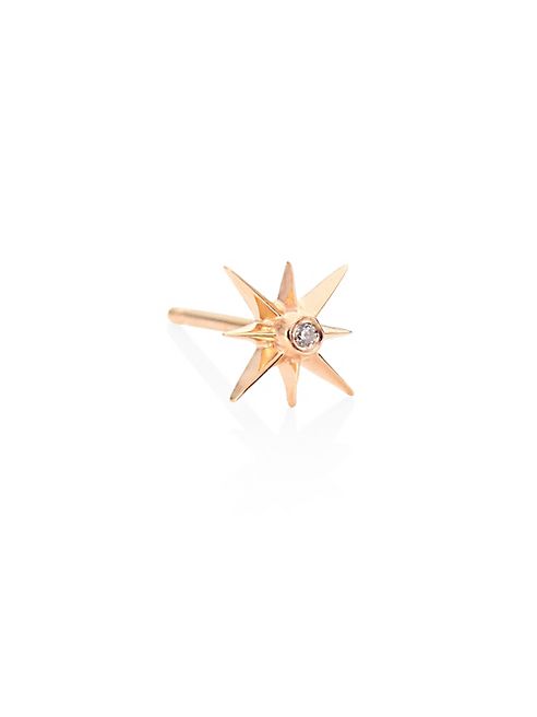 Sydney Evan - Small Sunburst Diamond & 14K Rose Gold Single Stud Earring