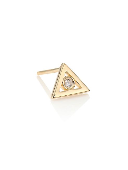 Sydney Evan - Bezel Triangle Diamond & 14K Yellow Gold Single Stud Earring