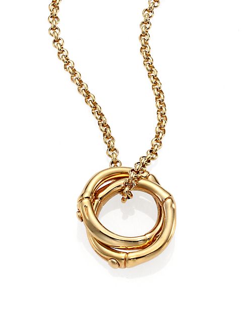 John Hardy - Bamboo Small 18K Yellow Gold Interlinking Ring Pendant Necklace